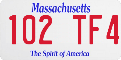 MA license plate 102TF4