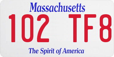 MA license plate 102TF8