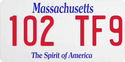 MA license plate 102TF9