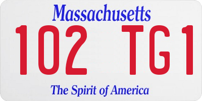 MA license plate 102TG1