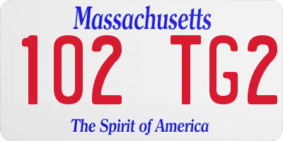 MA license plate 102TG2