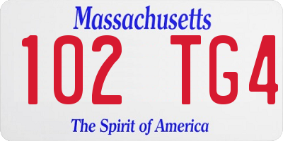 MA license plate 102TG4