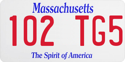 MA license plate 102TG5