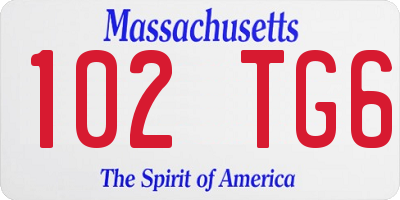 MA license plate 102TG6