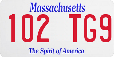 MA license plate 102TG9