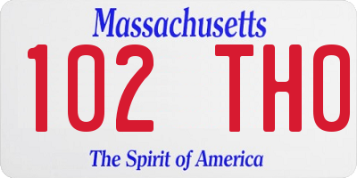 MA license plate 102TH0