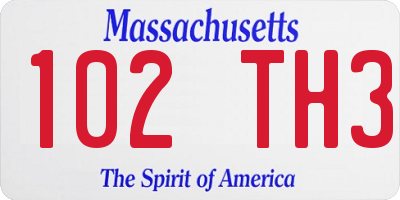 MA license plate 102TH3