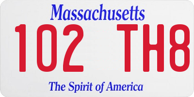 MA license plate 102TH8