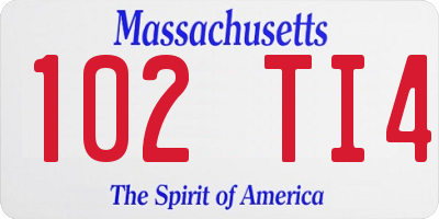 MA license plate 102TI4