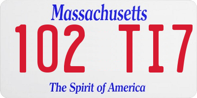 MA license plate 102TI7