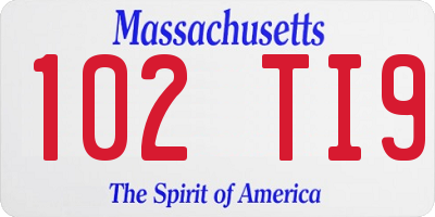 MA license plate 102TI9