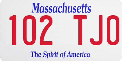 MA license plate 102TJ0