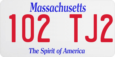 MA license plate 102TJ2