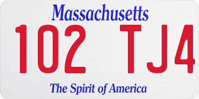 MA license plate 102TJ4