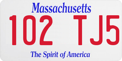 MA license plate 102TJ5