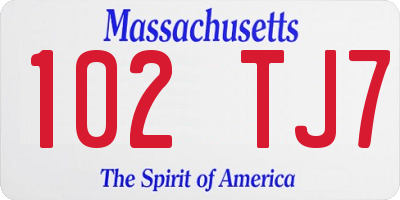MA license plate 102TJ7