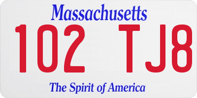 MA license plate 102TJ8