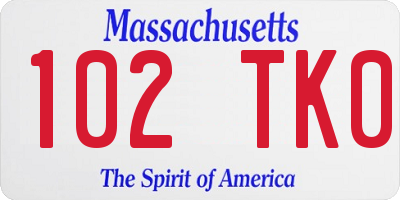 MA license plate 102TK0