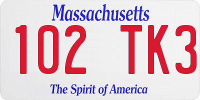 MA license plate 102TK3