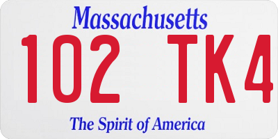 MA license plate 102TK4