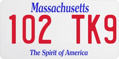 MA license plate 102TK9