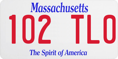 MA license plate 102TL0
