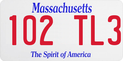 MA license plate 102TL3
