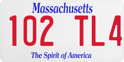 MA license plate 102TL4