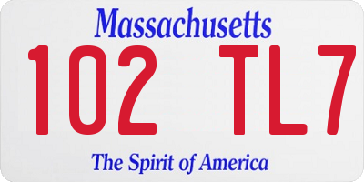 MA license plate 102TL7