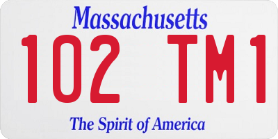 MA license plate 102TM1