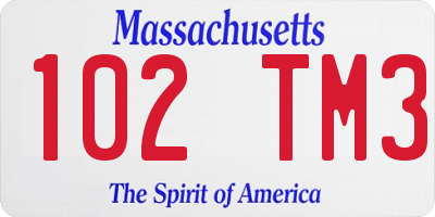 MA license plate 102TM3