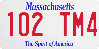 MA license plate 102TM4