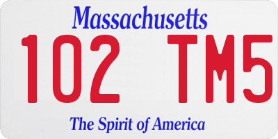 MA license plate 102TM5