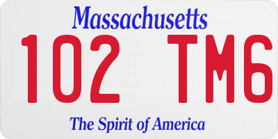 MA license plate 102TM6