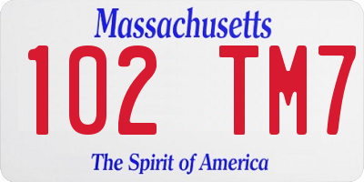 MA license plate 102TM7