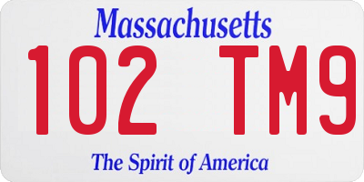 MA license plate 102TM9