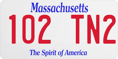 MA license plate 102TN2