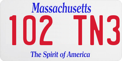 MA license plate 102TN3