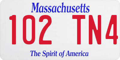 MA license plate 102TN4