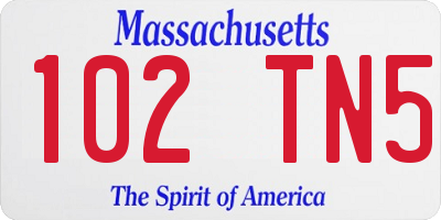 MA license plate 102TN5