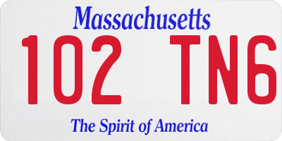 MA license plate 102TN6