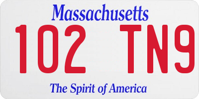 MA license plate 102TN9
