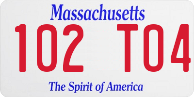 MA license plate 102TO4