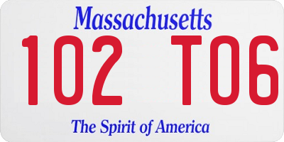 MA license plate 102TO6