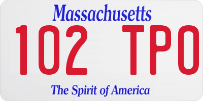 MA license plate 102TP0