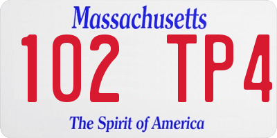 MA license plate 102TP4