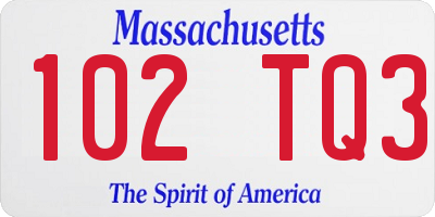 MA license plate 102TQ3