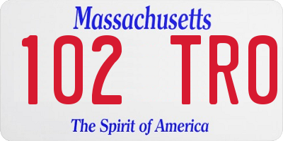 MA license plate 102TR0