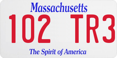 MA license plate 102TR3