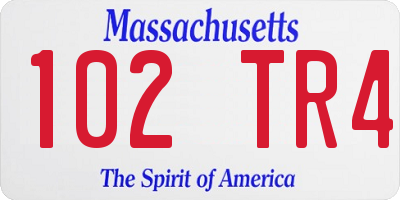 MA license plate 102TR4